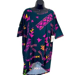 LuLaRoe Irma NWT SS Small Beautiful Pink Orange Black Oversized Tunic Top